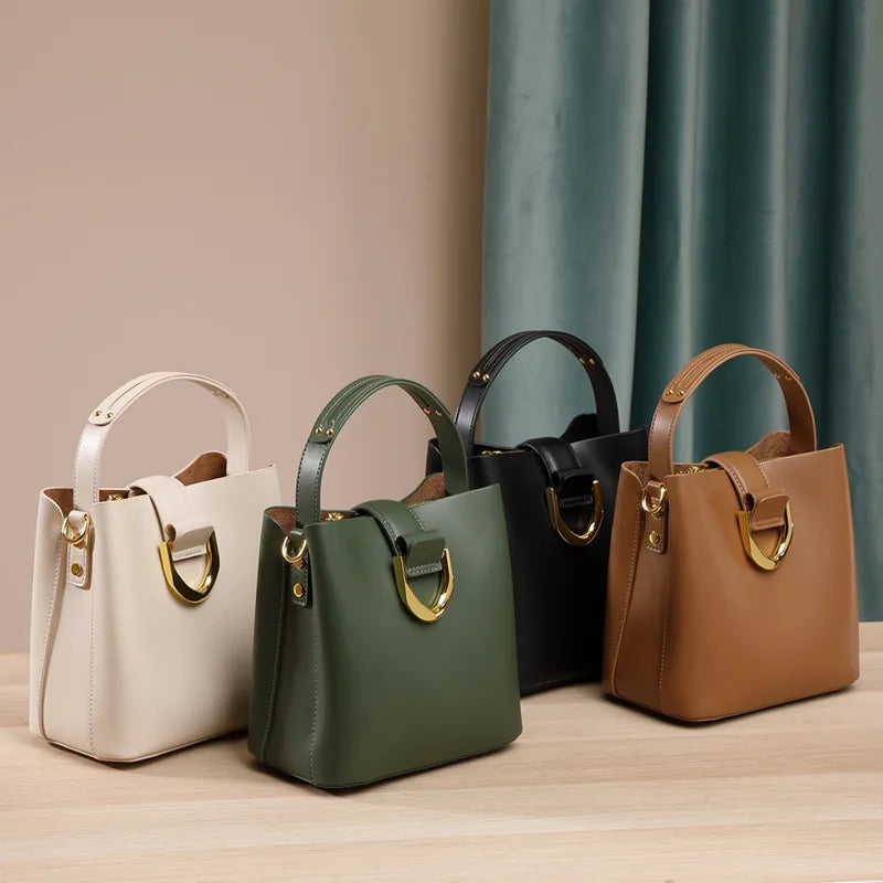 Luxe Cowskin Leather Bucket Tote