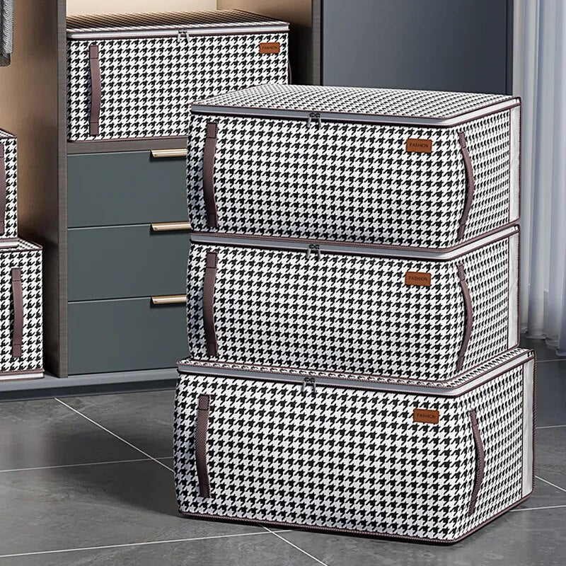 SkandiShop Checker Quilt Storage Box Dustproof