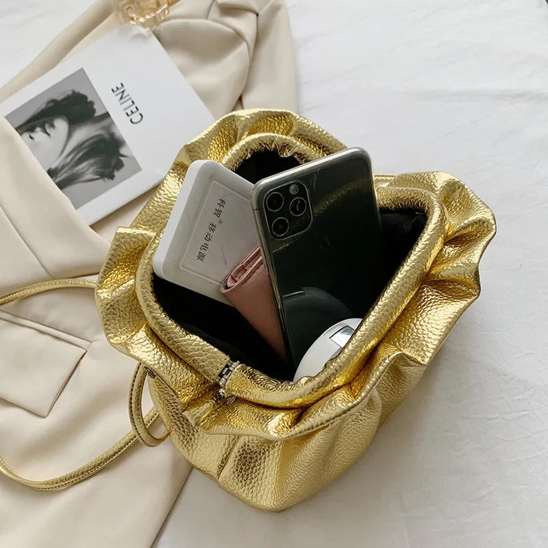 Small Luxury Leather Cloud Evening Bag