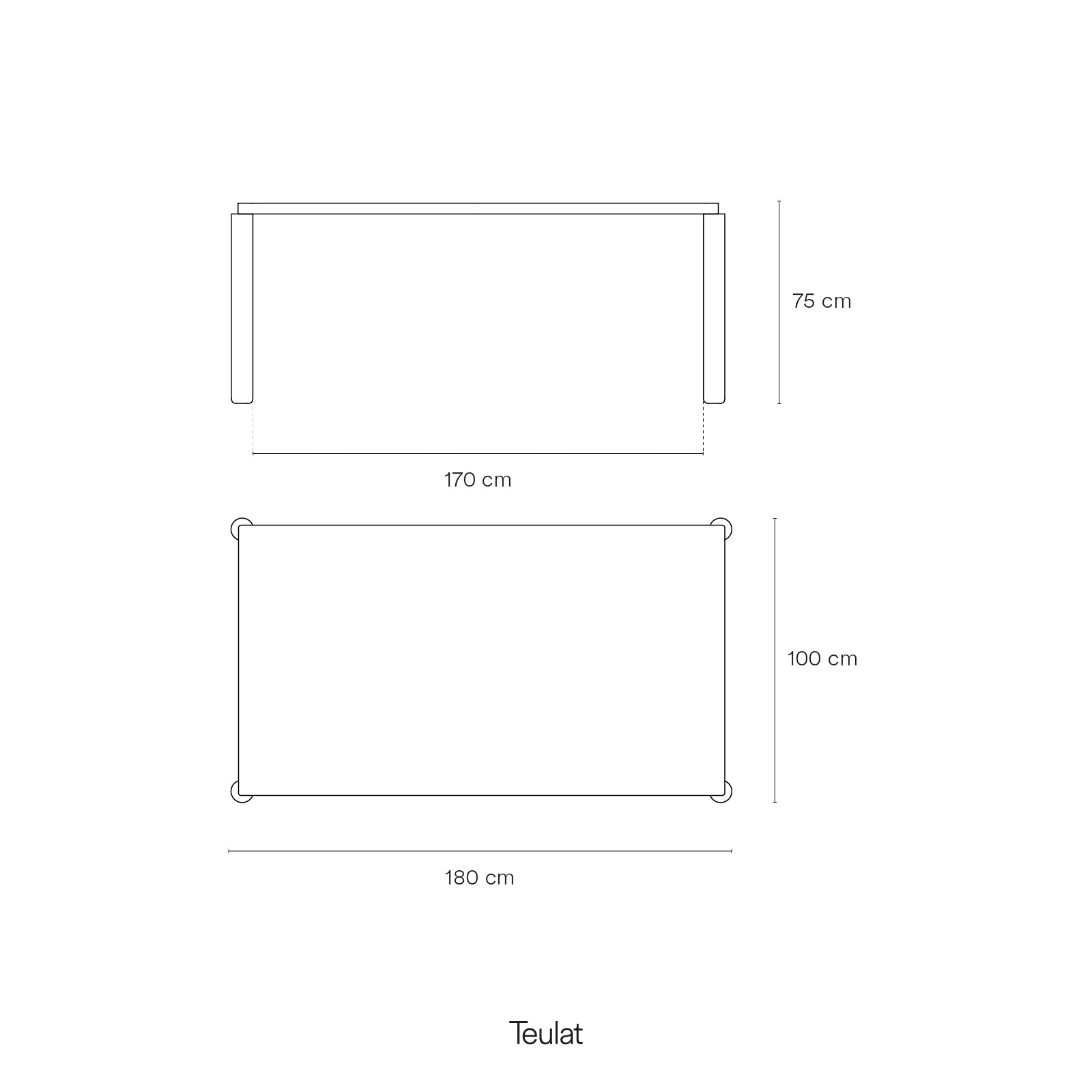 Rect. Table Atlas 180X100 Black