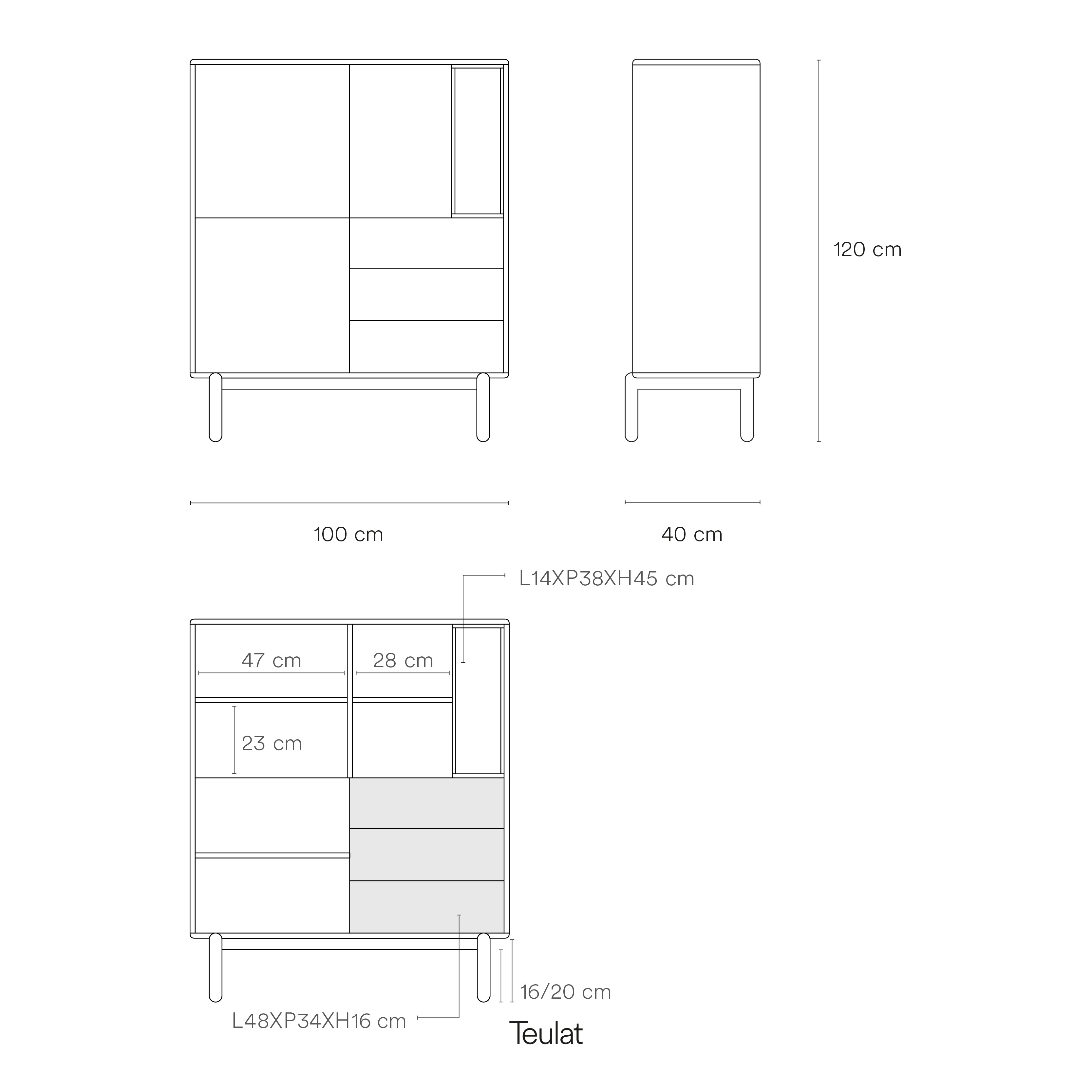 Occasional Cabinet Corvo 3D3Dr1H Pearl Grey