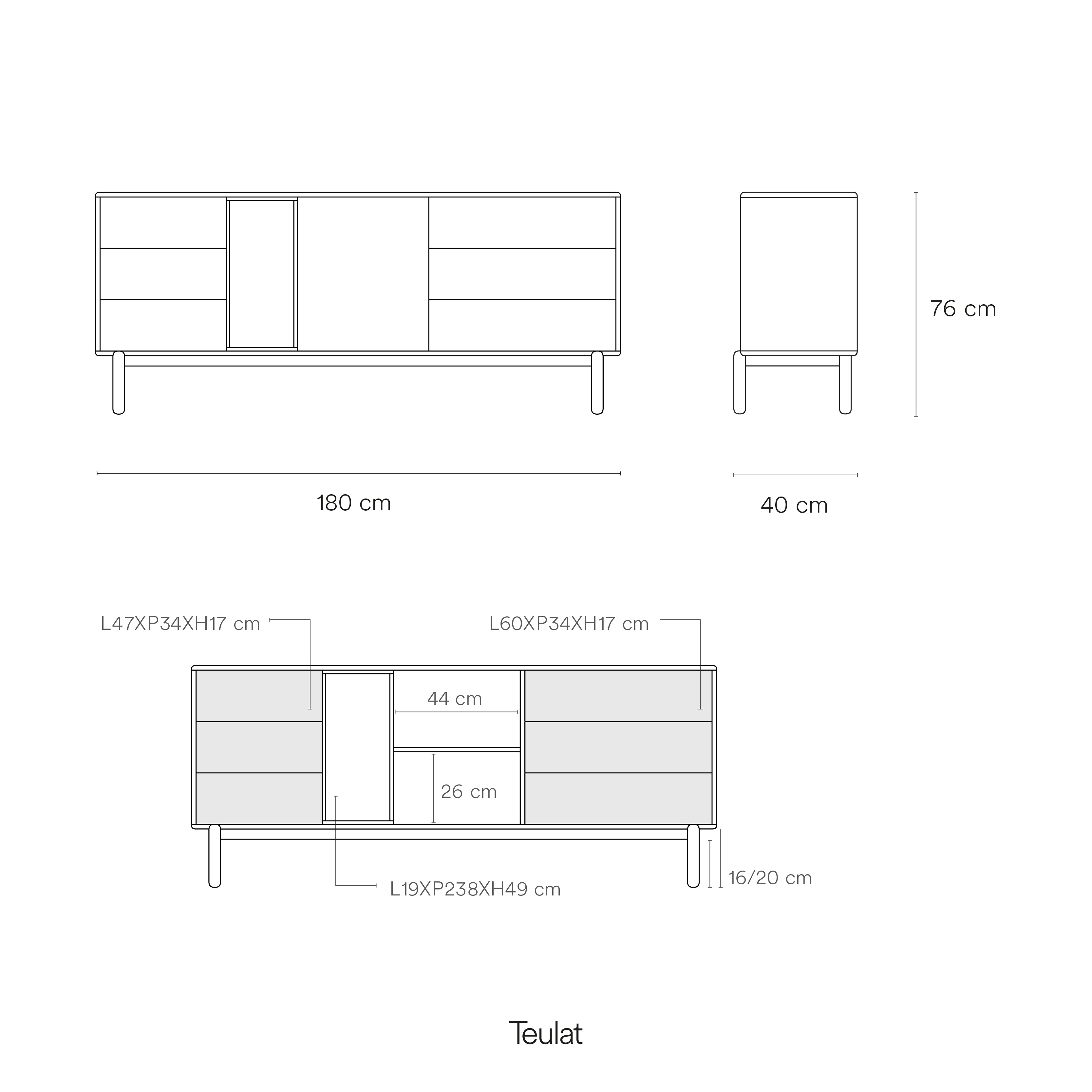 Sideboard Corvo 1D6Dr1H 180Cm Cream