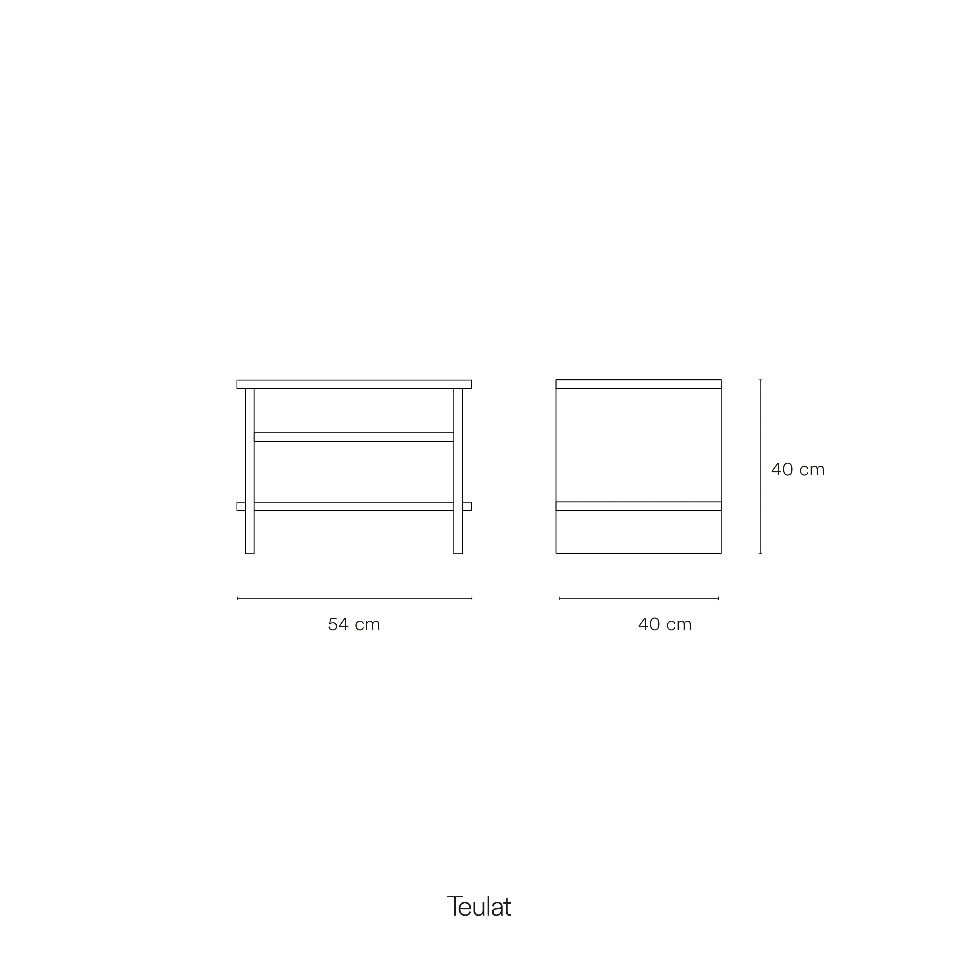 Bedside Table Inari 2 Shelves Brick