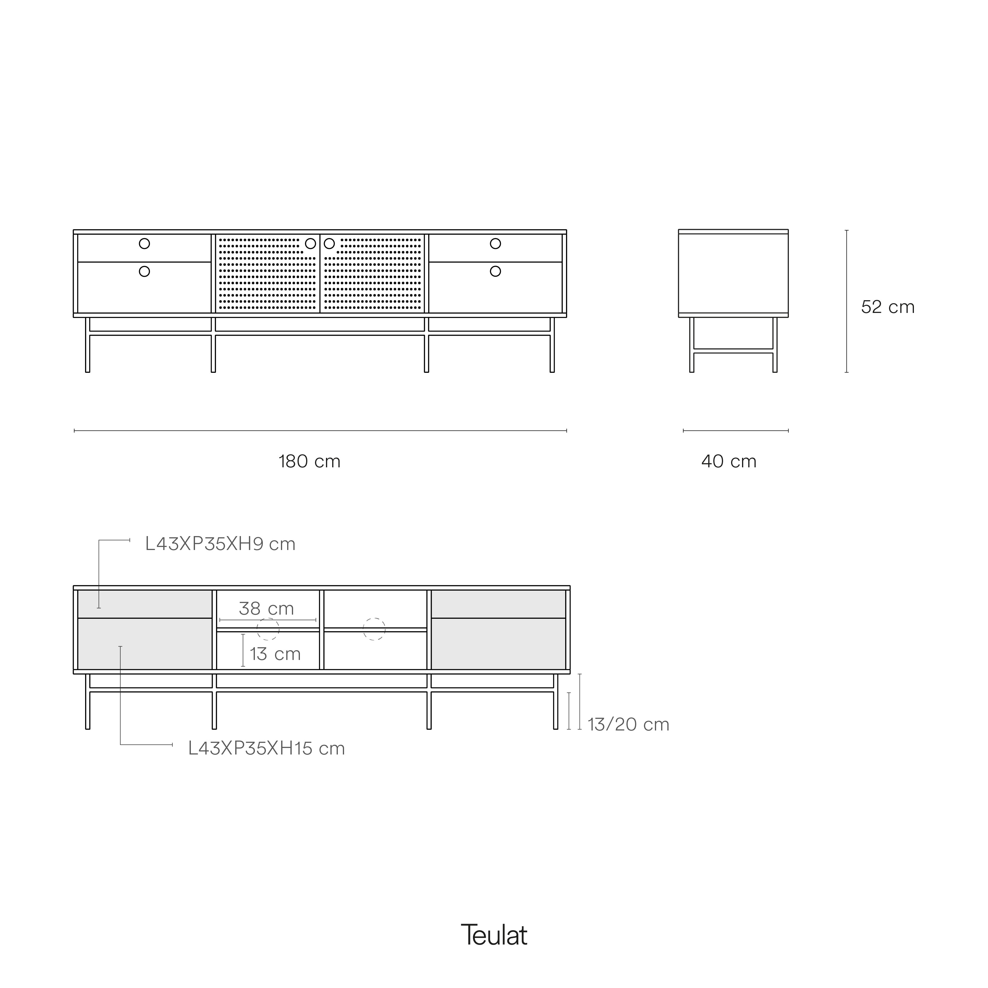 Tv Cabinet Punto 2D4Dr Black/Blue-Gr.Antr