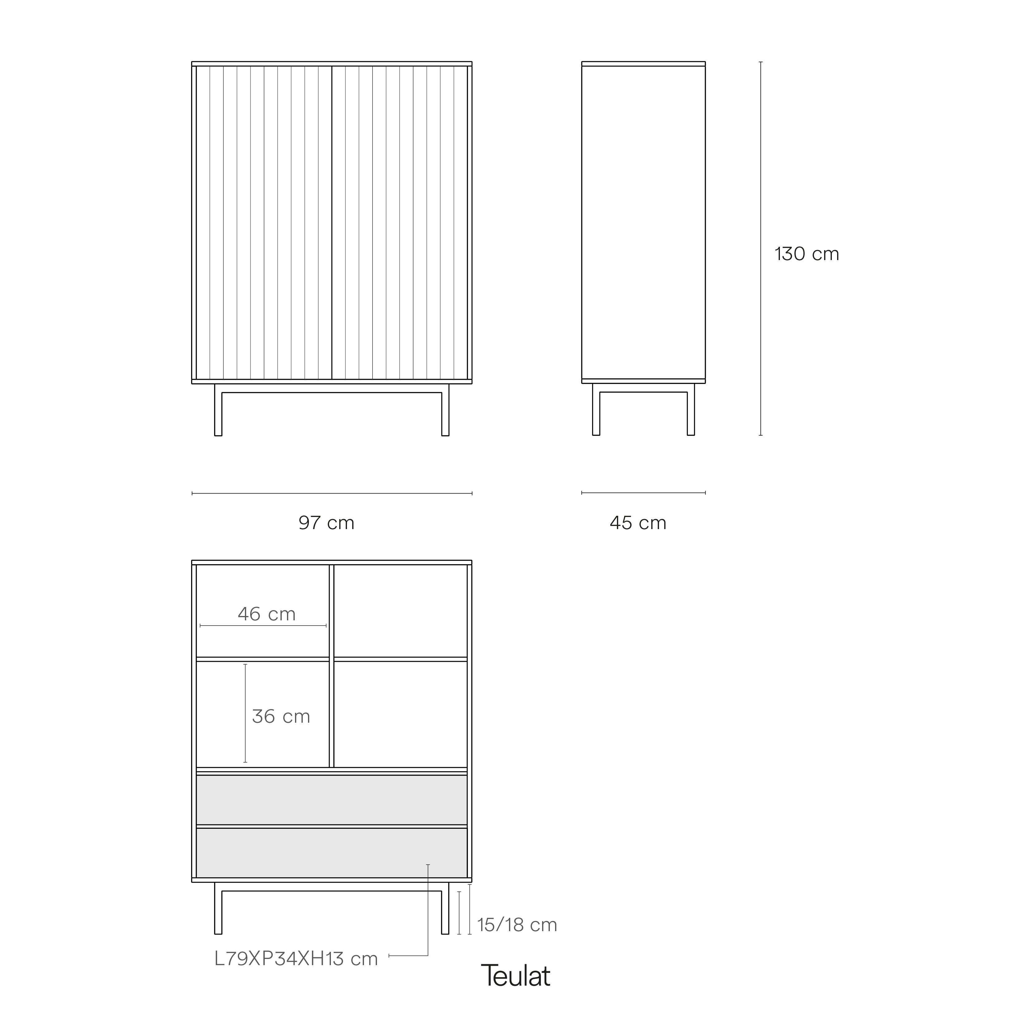Occasional Cabinet Sierra 2D/2Inner Drawers Black