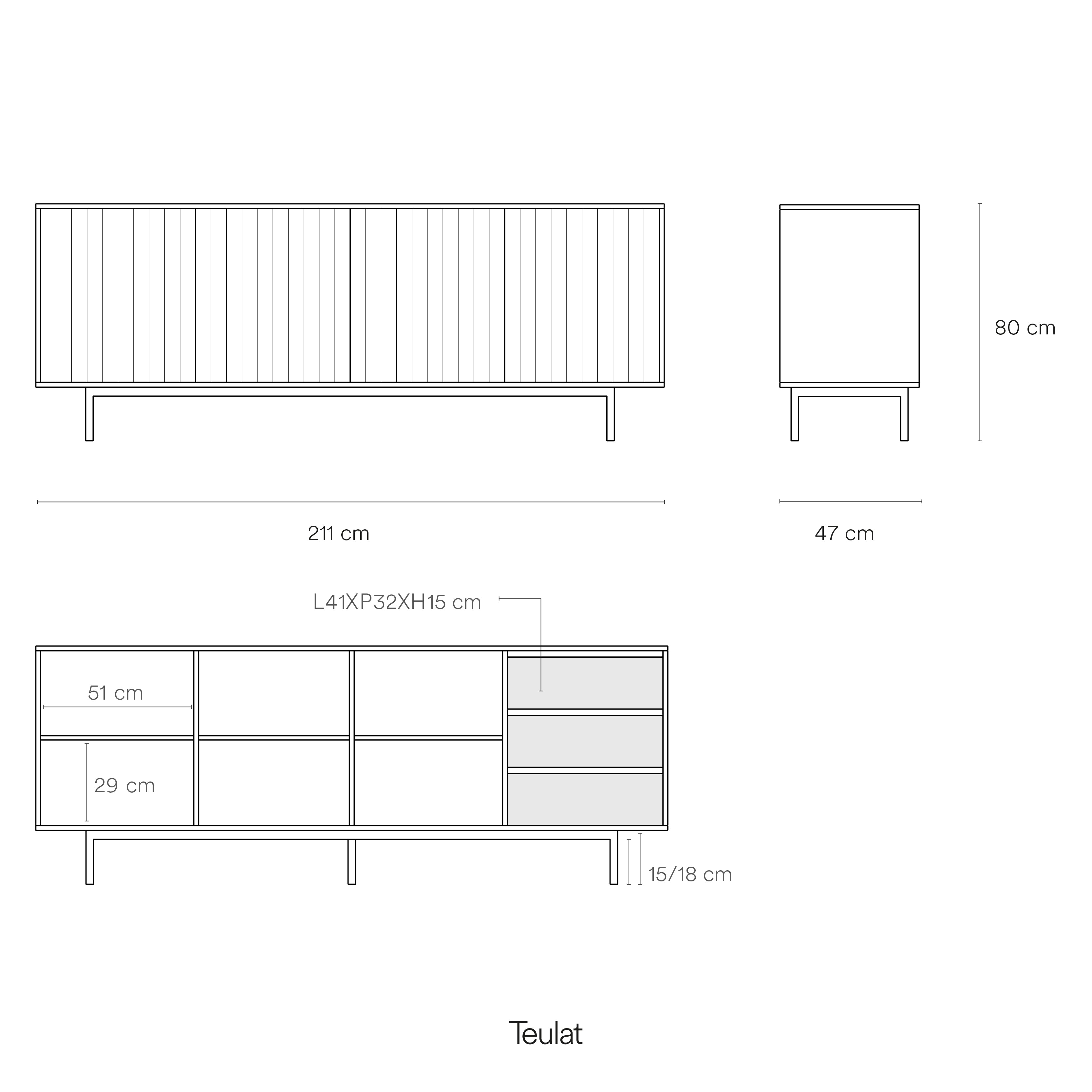 Sideboard Sierra 4D/3Inner Drawer White