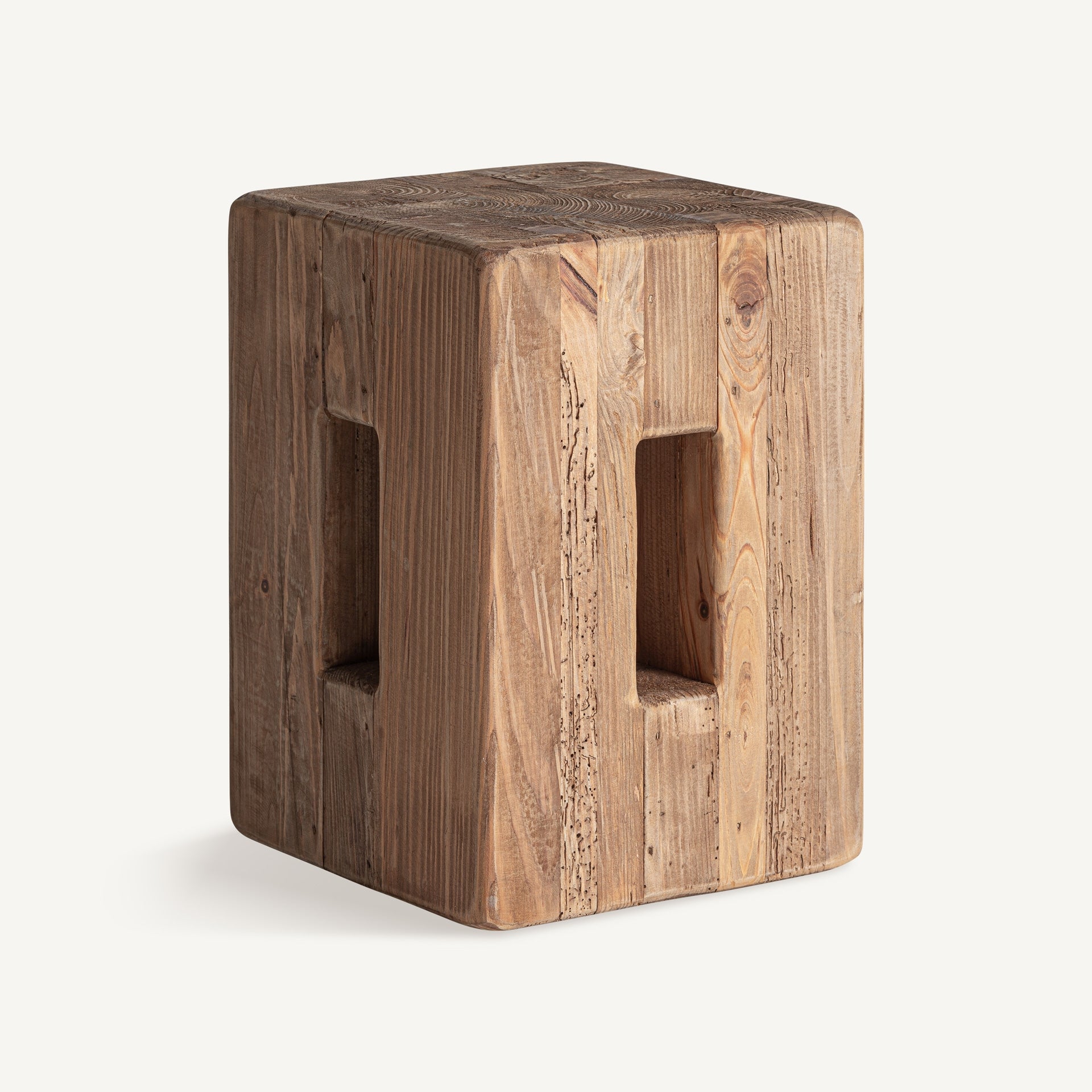 Celis Recycled Pine Wood Stool - Sustainable Ethnic Design